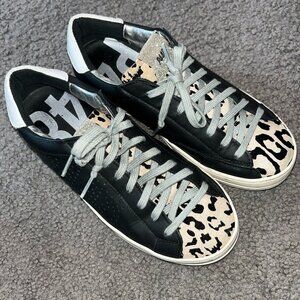 P448 YOU CAN SURF LATER ANIMAL PRINT SUEDE & BLACK LEATHER SNEAKERS  EUC - EU37